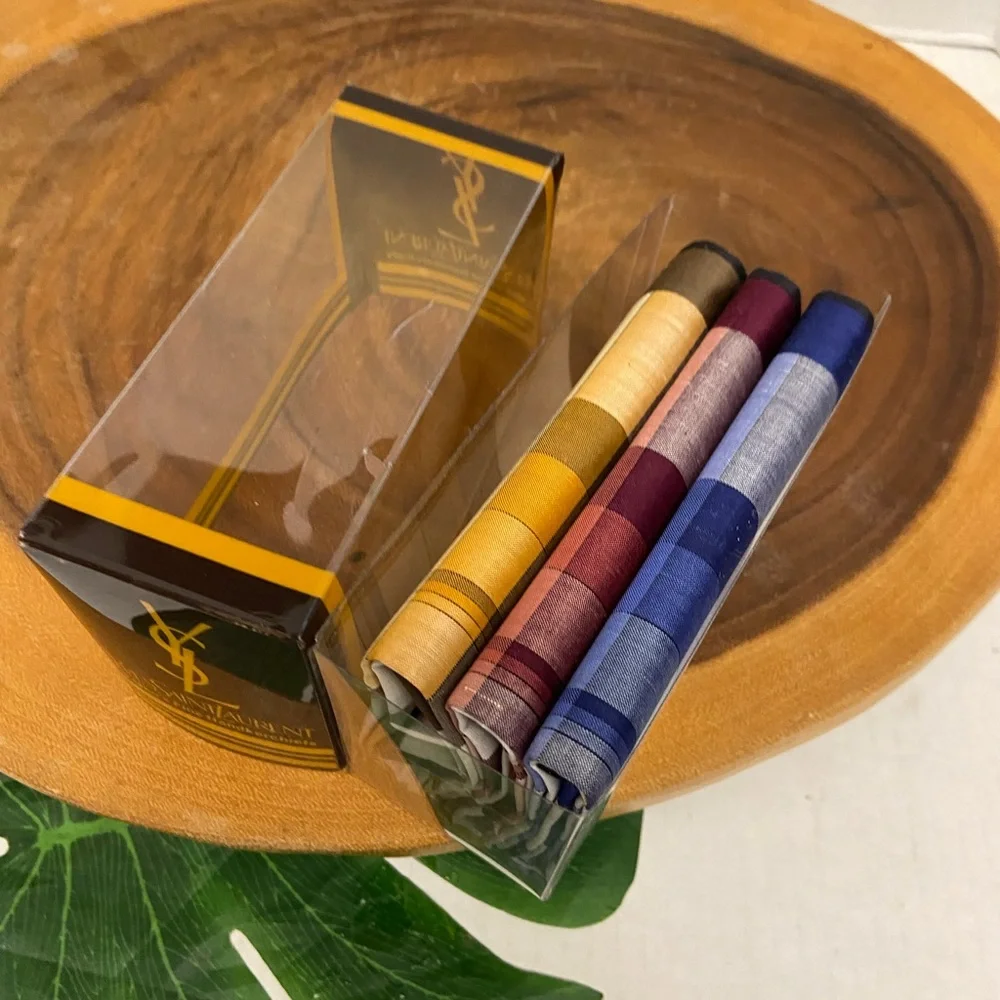 Vintage YSL 3 Pocket Handkerchief Boxed Set